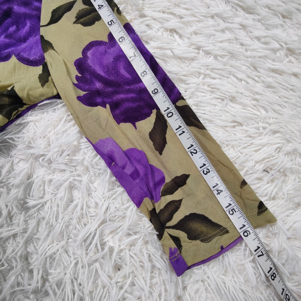 Style & Co. Y2K Purple Floral Ruched Mesh‎ Top Indie Sleaze Whimsygoth Size M - Picture 8 of 8